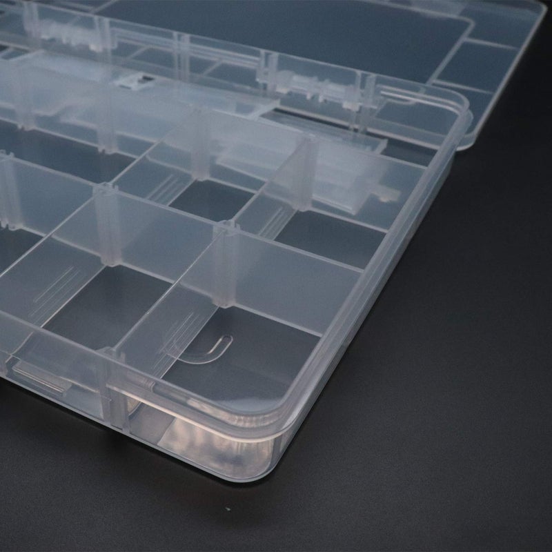 Xiaoyztan Clear Plastic Organizer, 18 Grids with Adjustable Dividers, Jewelry Box Bead Storage Container for Small Parts, Fishing Tackle, DIY Crafts, and Earrings, Overall 7.9 x 5.7 x 1.1 inch - Image 3